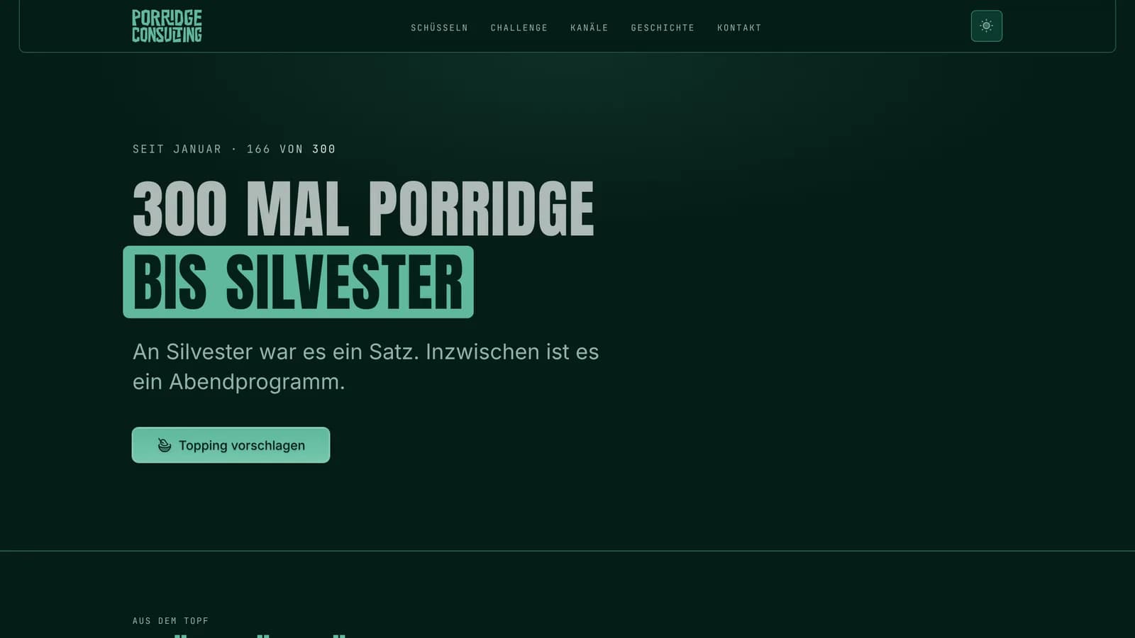 Screenshot der Webseite Porridge Consulting