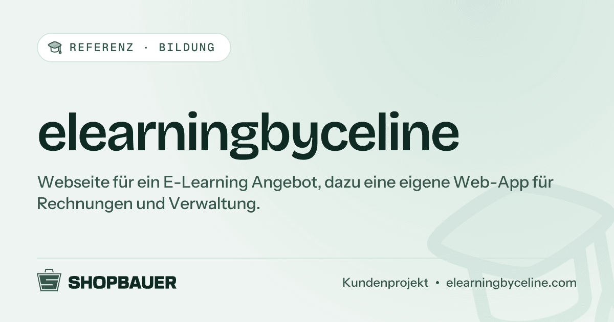 Titelbild der Referenz elearningbyceline: Webseite für E-Learning Anbieter