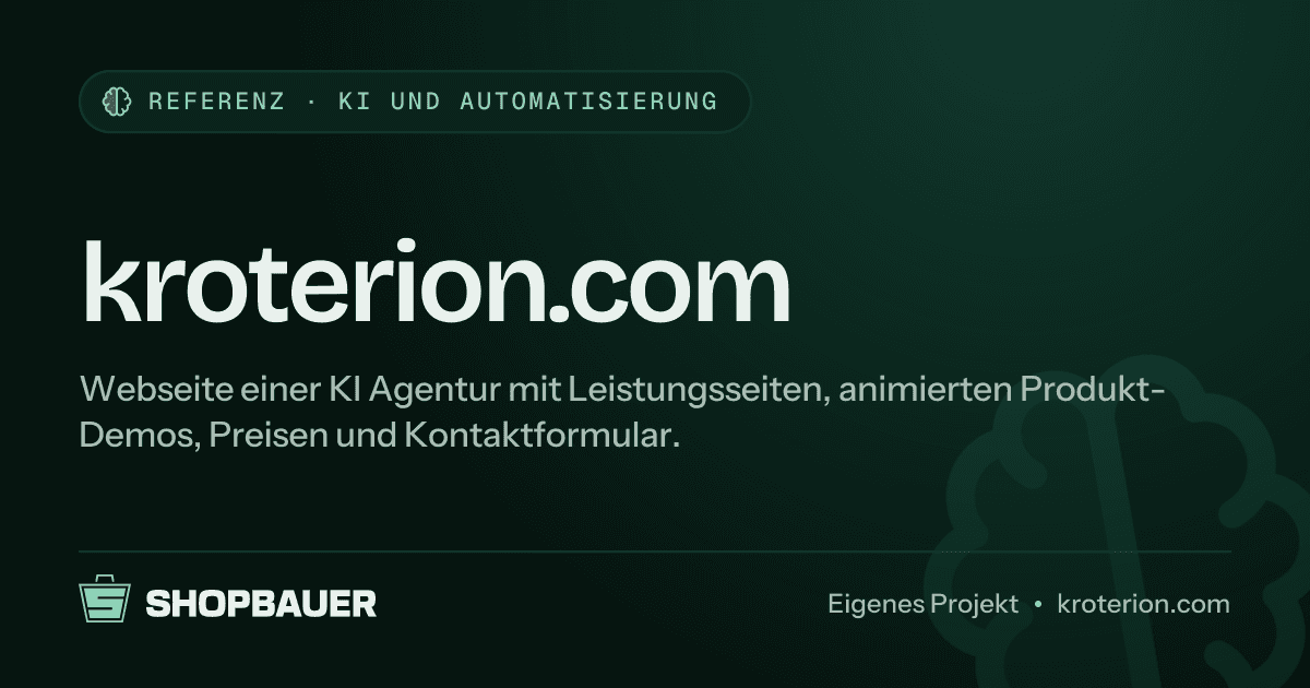 Titelbild der Referenz kroterion.com: Webseite für eine KI Agentur