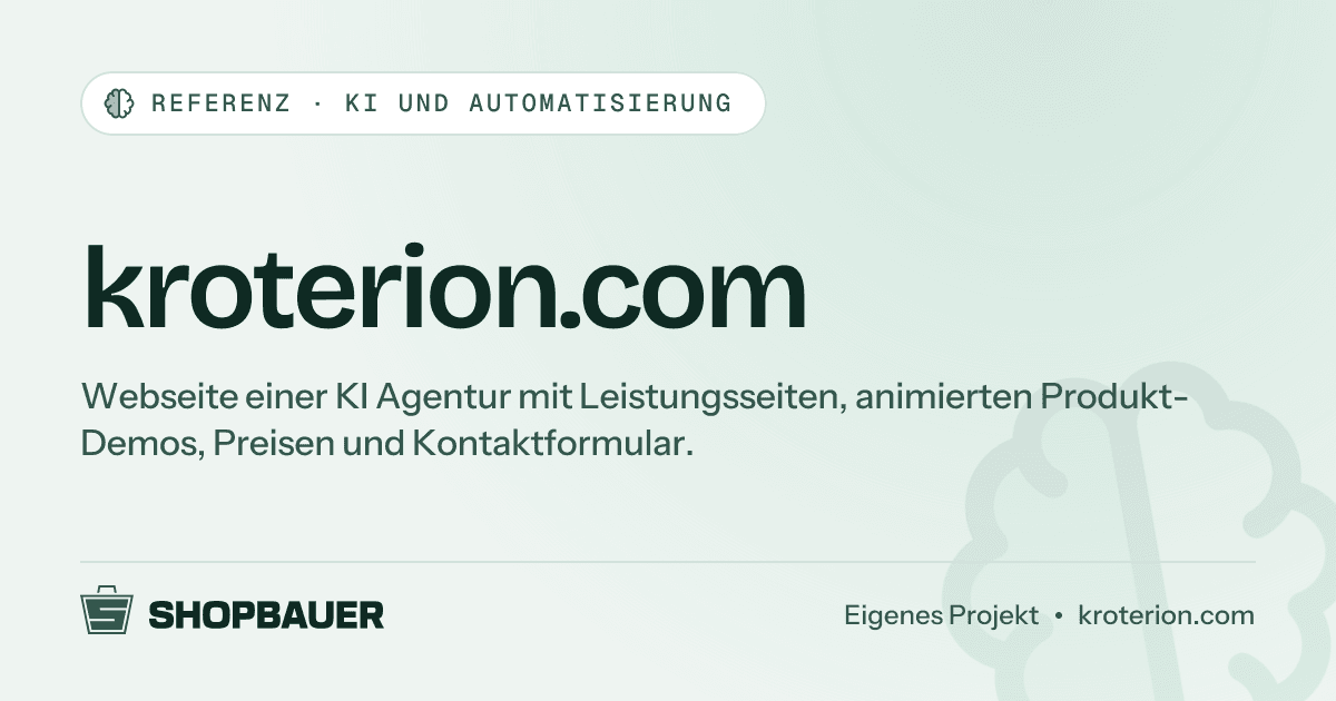 Titelbild der Referenz kroterion.com: Webseite für eine KI Agentur