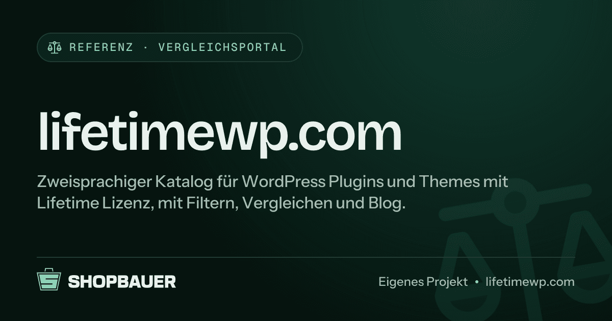 Titelbild der Referenz lifetimewp.com: Vergleichsportal Webseite