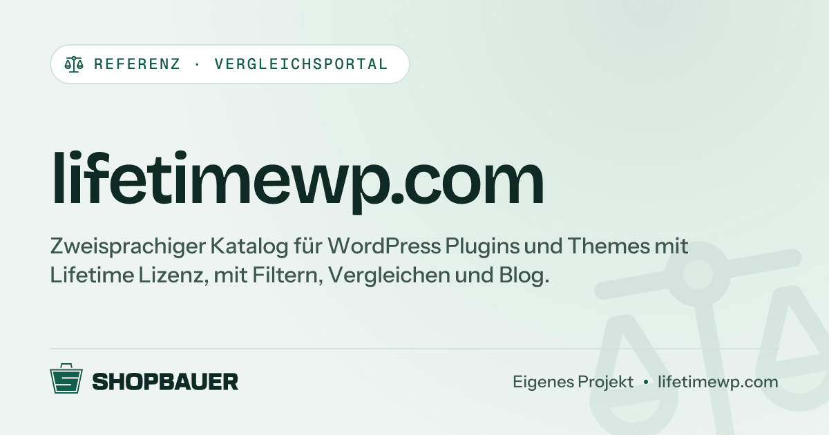 Titelbild der Referenz lifetimewp.com: Vergleichsportal Webseite
