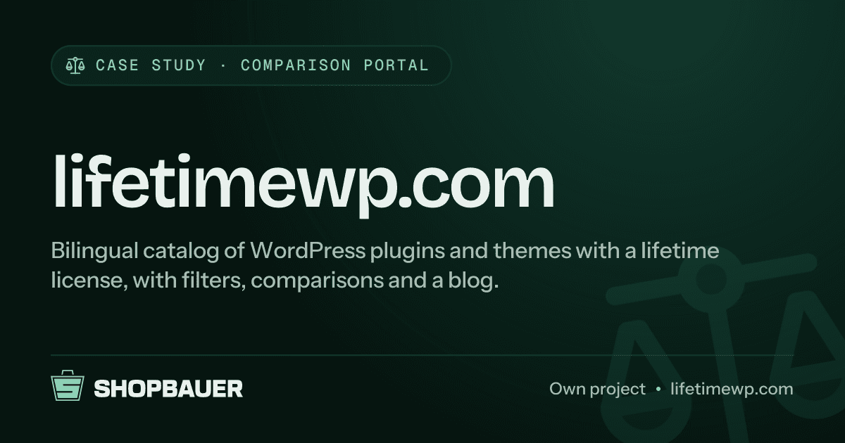 Cover image for the case study lifetimewp.com: comparison website