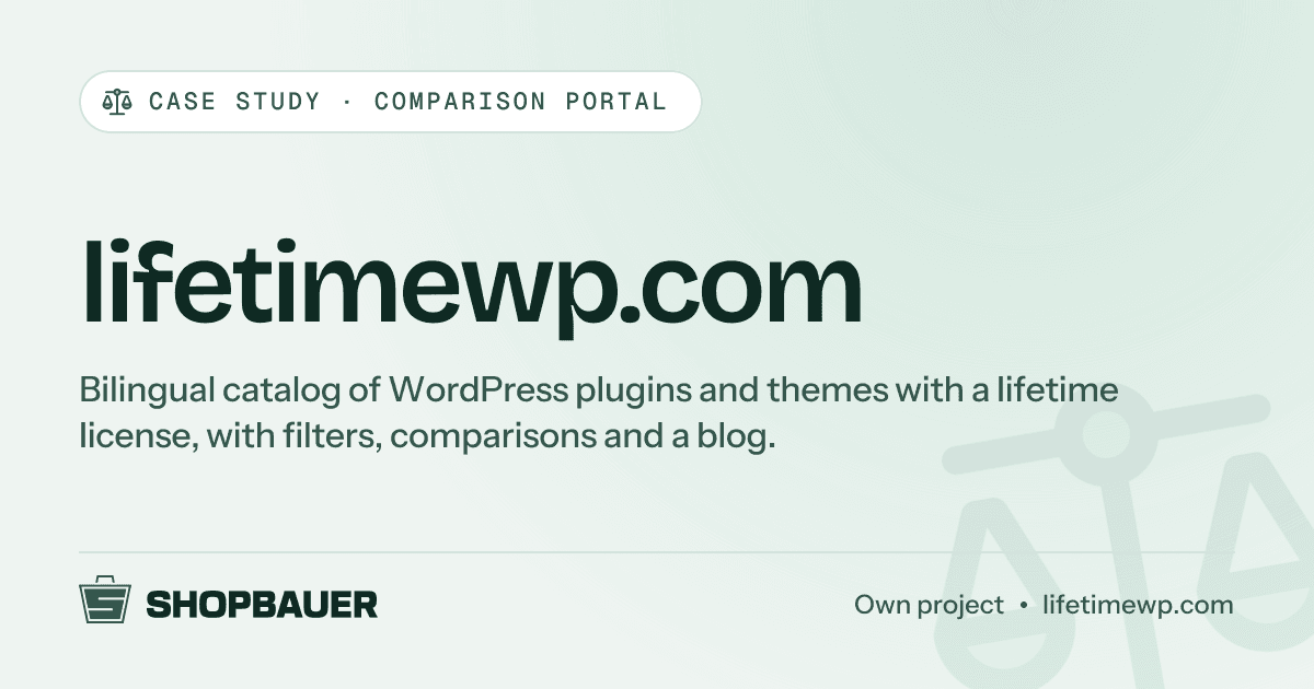Cover image for the case study lifetimewp.com: comparison website