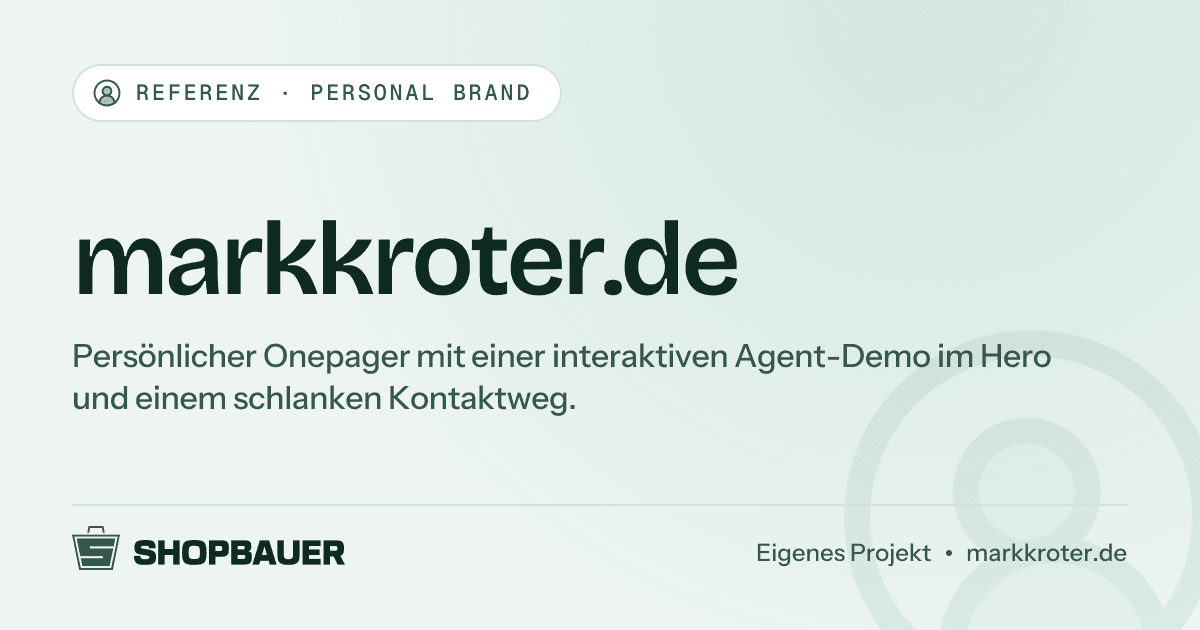 Titelbild der Referenz markkroter.de: Onepager für eine Personal Brand