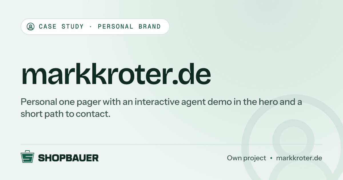 Cover image for the case study markkroter.de: one pager for a personal brand