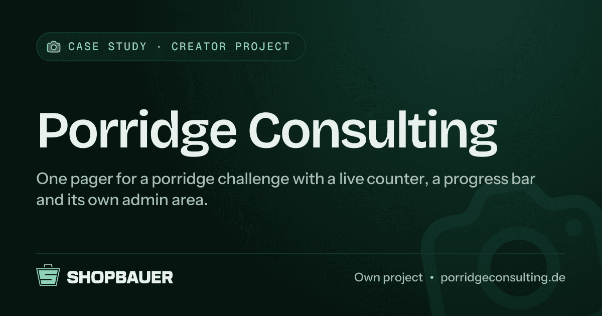 Cover image for the case study Porridge Consulting: one pager with an admin area