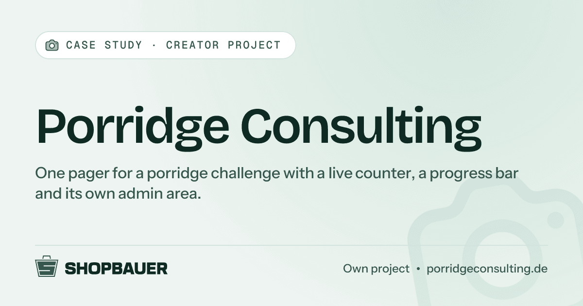 Cover image for the case study Porridge Consulting: one pager with an admin area